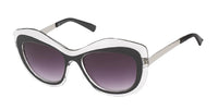 Load image into Gallery viewer, Sonnenbrille Damen wellige besondere Form 400 UV Metallbügel lila getönt
