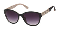 Load image into Gallery viewer, Sonnenbrille Damen goldfarbene Metall Blumenornamente am Bügel 400 UV getönt
