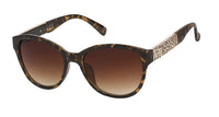 Load image into Gallery viewer, Sonnenbrille Damen goldfarbene Metall Blumenornamente am Bügel 400 UV getönt
