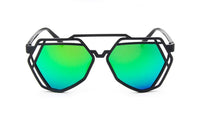 Load image into Gallery viewer, Sonnenbrille V-förmiges Polygon schwarzes Gestell 400UV verspiegelt
