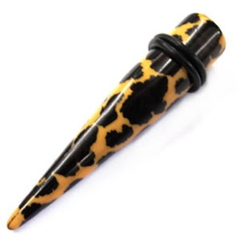 Der Leoparden Piercing Expander Dehnungsstab Straight Dehnstab Unisex Tunnel Plug Ohrstecker in Gelb ist der ideale Ohr Expander für trendiges Stretching, mit auffälligem Leopardenmuster und praktischem Gummiring.
