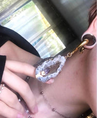 Load image into Gallery viewer, Ohrgewicht Piercing Hook Edelstahl Stein gold lila
