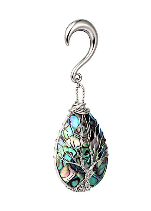 Ohrgewicht Piercing Hook Edelstahl Paua silber Baum