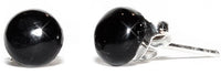 Load image into Gallery viewer, Halbkugel Ohrstecker schwarz Onyx gewölbt 925er Sterling Silber Glanz Silberohrstecker
