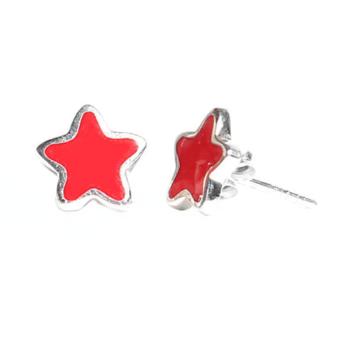 Silberohrstecker Koralle Rot Stern 925er Sterling Silber Ohrstecker Damen Schmuck Ohrringe