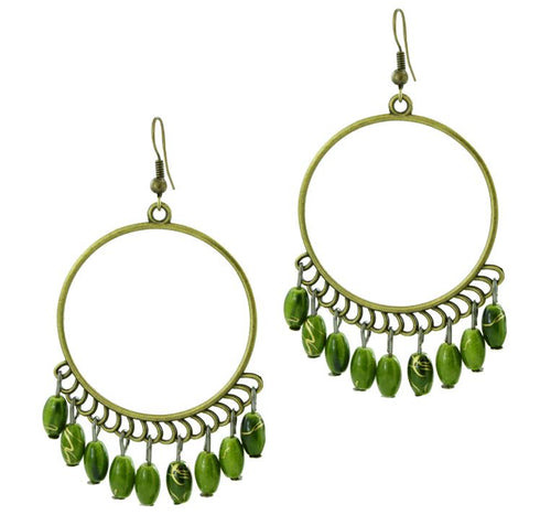 Steine Ohrringe Messing Damen Ohrhänger Kupfer Ohrschmuck Schmuck Creolen grün