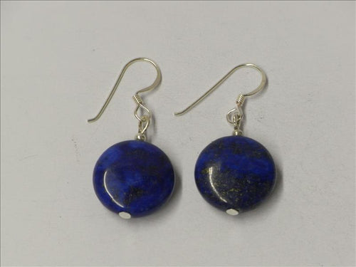 Lapisohrringe Lapis Ohrringe Ohrhänger 925er Sterling Silber rund Scheibe Linse blau Steinohrringe