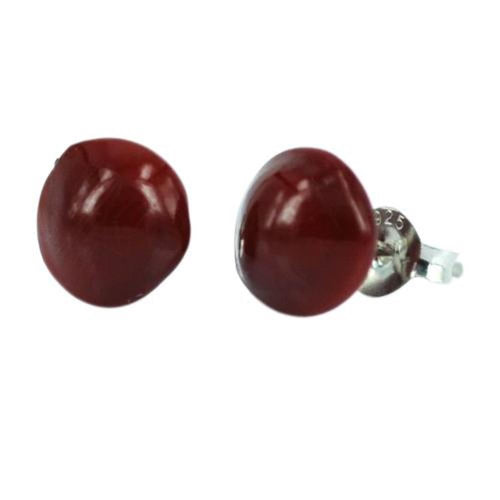 Silberohrstecker Perle Samen naturbelassene Form rot Ohrstecker 925er Sterling Silber