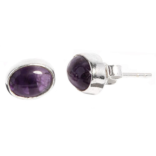 Silberohrstecker Amethyst oval 10 mm Ohrringe Ohrstecker Damen Ohrring Stecker 925er Sterling Silber