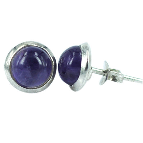 Ohrstecker blau gold Lapis rund 8 mm Ø Rand poliert gefasst 925er Sterlingsilber