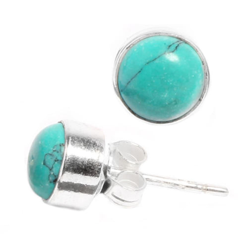 Silberohrstecker rund Türkis Ohrringe Ohrstecker Damen Ohrring Stecker 925er Sterling Silber