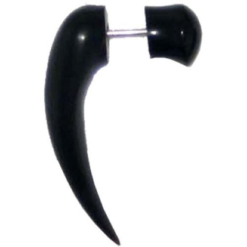 Schwarz Fake Piercing Dolch Buffalo Horn 6 mm Edelstahl Ohrstecker Ohrring Spike Tribal Organic