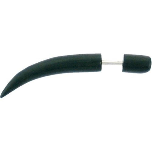 Horn Fake Piercing leicht gebogen Spike schwarz Edelstahl Ohrstecker Ohrring Tribal Organic