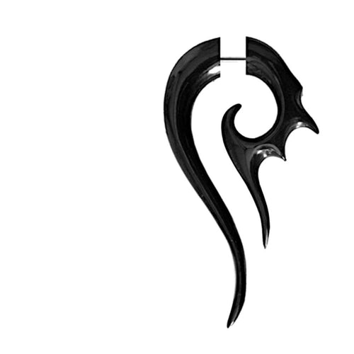 Tribal Horn Fake Piercing schwarz Spikes Spirale Buffalo 6 mm Ohrstecker Edelstahl Ohrring Organic