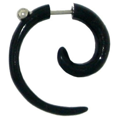 Fake Piercing, Bone Spirale, schwarz, Expander, Ohrhänger, Ohrstecker, Ohrring
