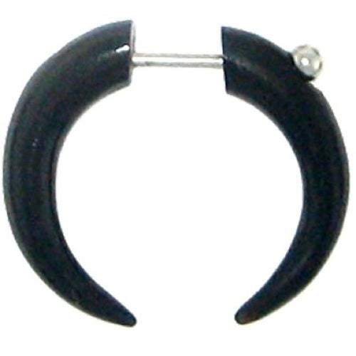 Fake Piercing, Bone Doppelkralle, schwarz, Expander, Ohrhänger, Ohrstecker, Ohrring