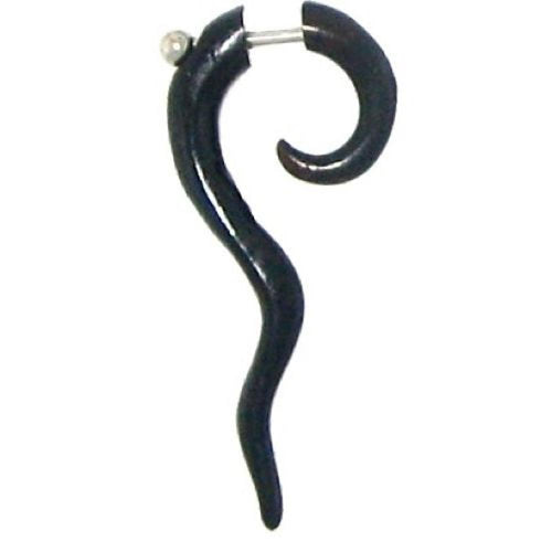 Fake Piercing, Bone Spirale mit langgezogener Spitze, schwarz, Expander, Ohrhänger, Ohrstecker, Ohrring