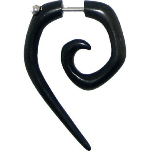 Fake Piercing, Bone Spirale, schwarz, Expander, Ohrhänger, Ohrstecker, Ohrring