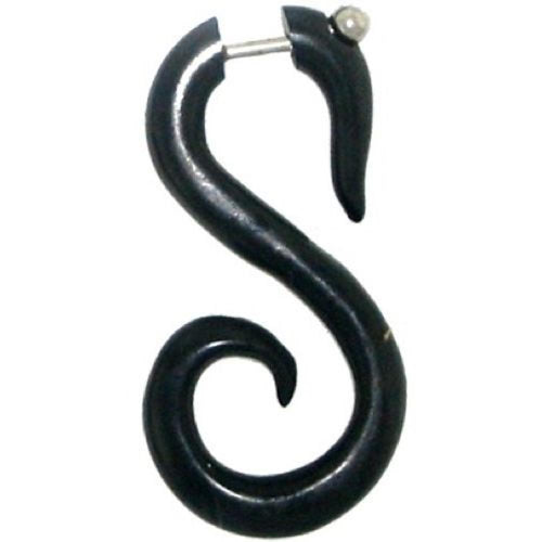 Fake Piercing, Bone Schwan, schwarz, Expander, Ohrhänger, Ohrstecker, Ohrring