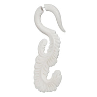 Load image into Gallery viewer, The Fake Piercing Bone Edelstahl Weiß Ohrstecker features a curved spiral design with star and spike details, offering a unique look for those wanting the style of piercings without any commitment.
