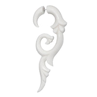 Load image into Gallery viewer, The Fake Piercing Bone Edelstahl weiß Ohrring features white stainless steel with spiral, star, and spike details—offering a stylish, tribal-inspired look ideal for fans of unique fake piercings.

