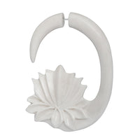 Load image into Gallery viewer, A white Fake Piercing Bone Edelstahl Ohrring in a spiral design with star and spike details offers a unique, organic look—ideal for those seeking standout Organic Piercing Ohrringe styles.
