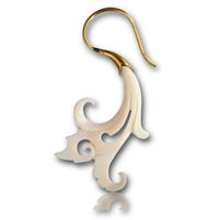 Load image into Gallery viewer, Fake Ohr Piercing Bone Knochen Messing Ohrhänger Ohrring Ornament golden weiß
