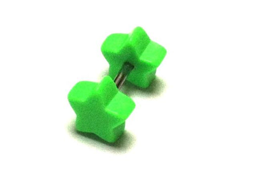 Fake Piercing Plug Tunnel Ohrstecker Unisex Kunststoff grün Stern Schmuck klein
