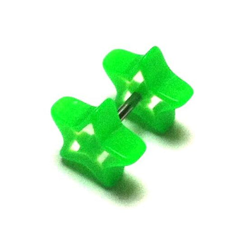 Fake Piercing Plug Tunnel Ohrstecker Unisex Kunststoff grün Schmuck Sterne