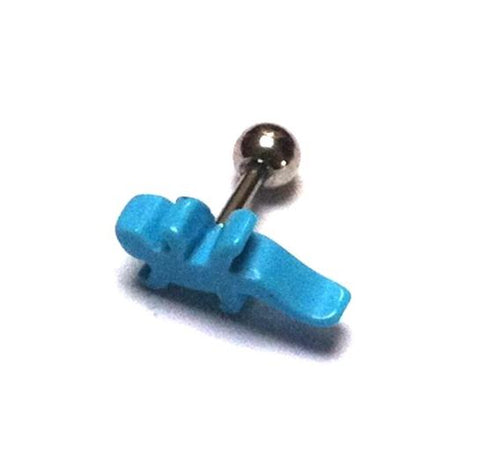 Fake Piercing Plug Tunnel Ohrstecker Unisex Kunststoff blau Schmuck Gekko