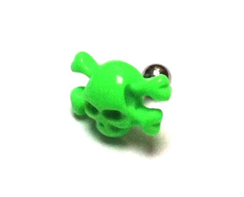 Fake Piercing Plug Tunnel Ohrstecker Unisex Kunststoff grün Schmuck Piraten Totenkopf