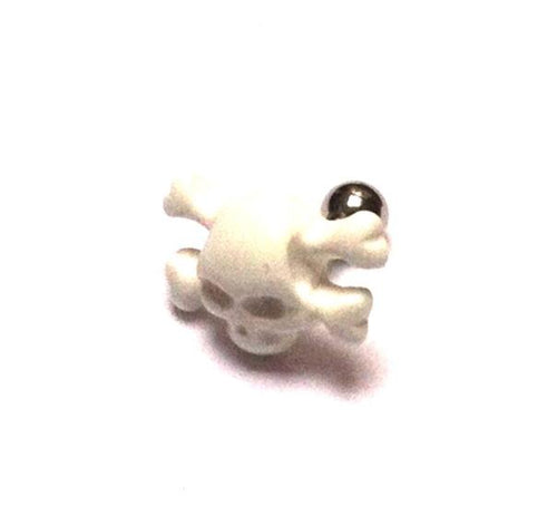 Fake Piercing Plug Tunnel Ohrstecker Unisex Kunststoff weiß Schmuck Piraten Totenkopf