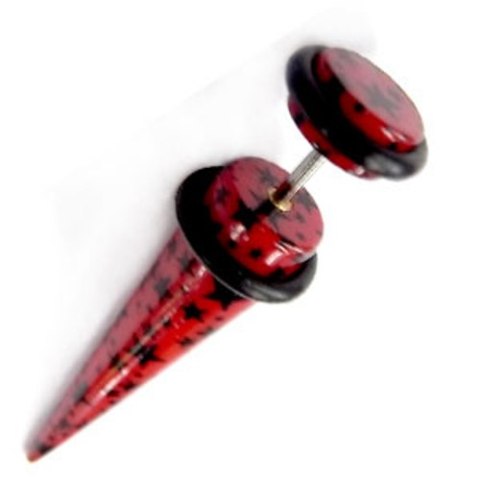 Fake Piercing Expander Sterne rot schwarz Dehnungsstab Straight Dehnstab Unisex Ohrstecker