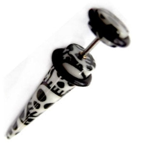 Fake Piercing Expander Totenkopf Muster Dehnungsstab Straight Dehnstab Unisex Ohrstecker