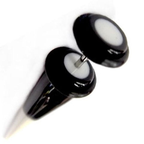 Fake Piercing Expander Dehnungsstab schwarz weiß Straight Dehnstab Unisex Ohrschmuck Plug Ohrstecker