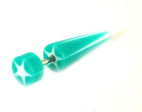 Stern türkis weiß Fake Piercing Expander Dehnungsstab Straight Dehnstab Unisex Acryl