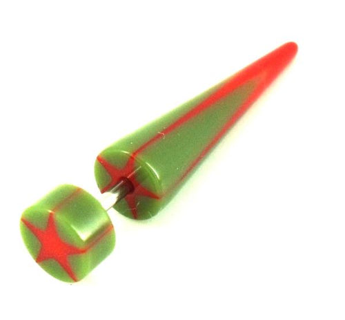 Stern moosgrün rot Fake Piercing Expander Dehnungsstab Straight Dehnstab Unisex Acryl