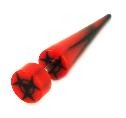Biohazard Symbol rot schwarz Fake Piercing Expander Dehnungsstab Straight Dehnstab Unisex Acryl