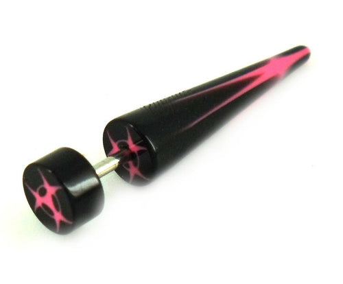 Biohazard Symbol schwarz pink Fake Piercing Expander Dehnungsstab Straight Dehnstab Unisex Acryl