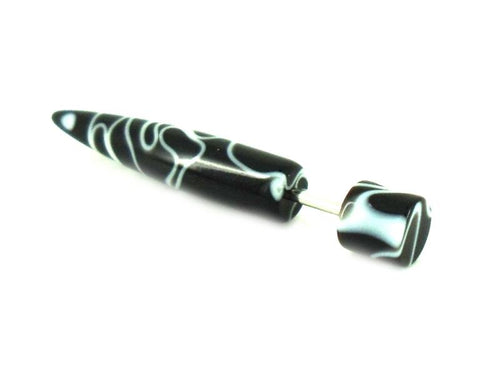 Muster wellig schwarz weiß Fake Piercing Expander Dehnungsstab Straight Dehnstab