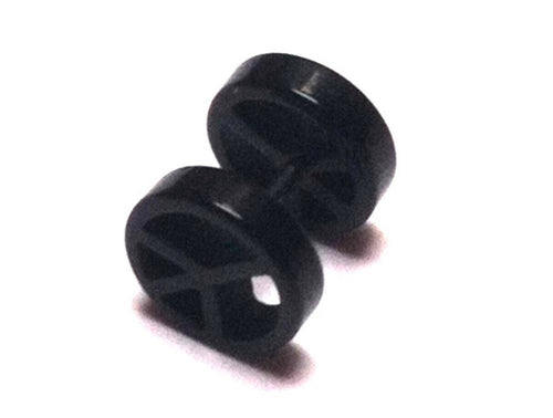Fake Piercing Plug Tunnel Ohrstecker Unisex Kunststoff schwarz Peace Zeichen Schmuck
