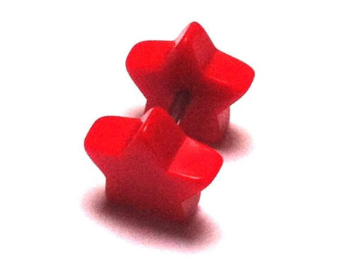 Fake Piercing Plug Tunnel Ohrstecker Unisex Kunststoff rot Stern Schmuck