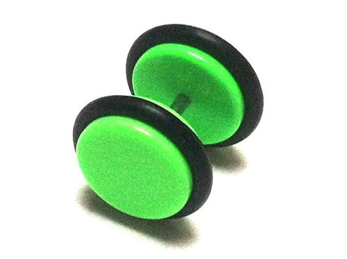 Fake Piercing Plug Tunnel Ohrstecker Unisex Kunststoff grün Scheibe Schmuck Gummiring