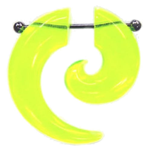 Fake Spirale Piercing Plug Ohrstecker Unisex Acryl Edelstahl Stab neon gelb Schmuck
