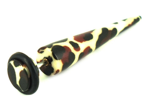 Leo Muster Fake Piercing Expander Dehnungsstab Straight Dehnstab Unisex weiß rotbraun schwarz