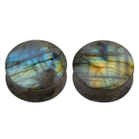 Load image into Gallery viewer, Labradorit Stein Flesh Plug double flared blau grau gelb
