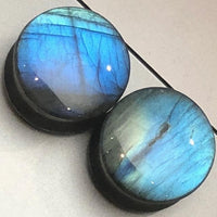 Load image into Gallery viewer, Labradorit Stein Flesh Plug double flared blau grau gelb
