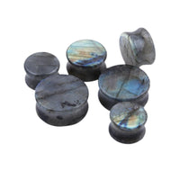 Load image into Gallery viewer, Labradorit Stein Flesh Plug double flared blau grau gelb
