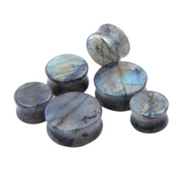 Load image into Gallery viewer, Labradorit Stein Flesh Plug double flared blau grau gelb
