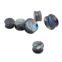 Load image into Gallery viewer, Labradorit Stein Flesh Plug double flared blau grau gelb

